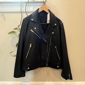 NEW Black Leather Biker Jacket